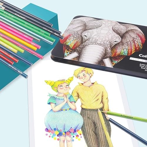 KALOUR 180 Colored Pencil Set for Adults Artists - Rich Pigment Soft Core -12 Metallic Pencil - Ideal for Coloring Drawing Sketching Shading Blending - Vibrant Color（Tin Case） thumbnail 2