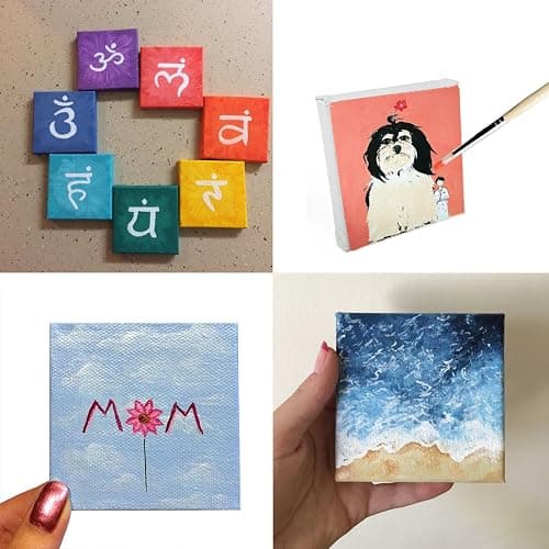 CBTONE 24 Pack Mini Canvas Panels 4" x 4", 100% Small Cotton Stretched Canvas Boards for Painting Craft Drawing Small Acrylics Canvas thumbnail 6