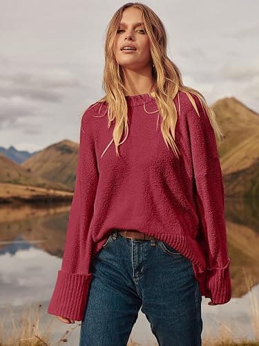 ANRABESS Women's Oversized Sweaters 2025 Long Sleeve Fuzzy Knit Casual Chunky Pullover Sweater Fall Outfits Clothes thumbnail 6
