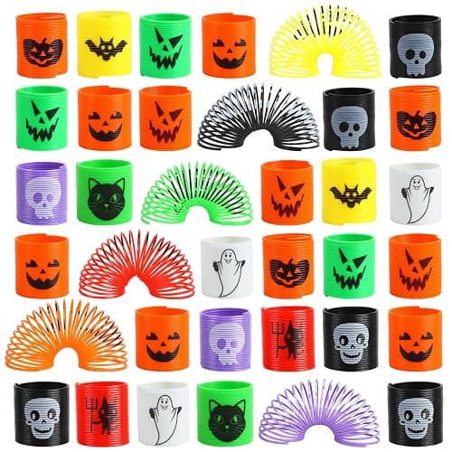 SULOLI Halloween Coil Springs for Kids, 36pcs Assorted Halloween Theme Pattern Spring Toys Party Favors Halloween Treat Bags Gifts - Image 1
