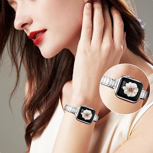 MioHHR Thin Metal Bands Compatible with Apple Watch Band Ultra3/2/1 Series 11 10 9 8 7 6 5 4 3 2 1 SE3/2/1,Slim Narrow Stainless Steel Strap for Women iWatch 49mm 46mm 45mm 44mm 42mm 41mm 40mm 38mm thumbnail 7