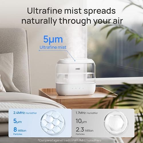 DREO Humidifiers for Bedroom, Top Fill 4L Supersized Cool Mist Humidifier, 36H Runtime, 28 dB Quiet Ultrasonic Air Humidifier for Large Room, Plants, Baby Nursery, Indoor, Night Light, Easy to Clean thumbnail 6