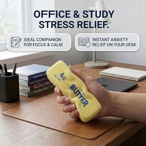 Slow Rising Butter Squishy, Realistic Butter Stick Stress Relief Ball for Adults and Teens, Cute Sensory Fidget Gadget, Soft Anxiety Relief with Wet Rebound, Squeeze & Squish Stress Reliever (Yellow) thumbnail 5