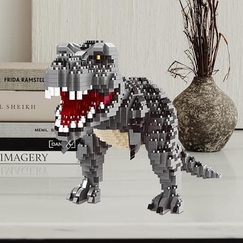 CSNRHG Dinosaur Tyrannosaurus Rex Model Decor Micro Mini Blocks Velociraptor Building Blocks Toy Birthday for Age 6+ Children Adults Teens 1530 Pieces thumbnail 7