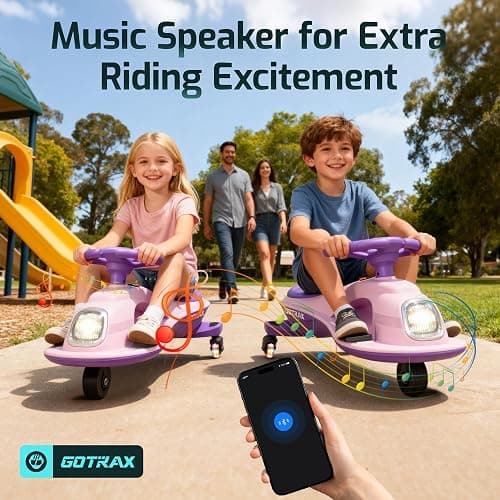 Gotrax WG1 Electric Wiggle Car for Kids, 12V Big Battery up to 120Min Playtime, Music Speaker &Rear Flash Wheels, Battery Display & Easy Assembly w/Pedal Throttle, Crazy Cart Gift for Ages 3+, 132Lbs thumbnail 3