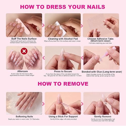 ESUOHYM 14 Sets Press On Packaging Nails Acrylic Nail Storage Display box | Disposable Nail Supplies with Clear Storage Cases, Holographic Bags, Glues, Cards, Tab, File, Stick, Prep Pads for Nail Salon thumbnail 8