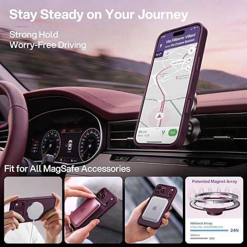 CASEKOO Burgundy for iPhone 18 Pro Max Case with 360 Spin Magnetic Stand | 18FT Mil-Grade Protection, Fit for MagSafe, Shockproof Ring Holder 18 Pro Max Case Slim Ergonomic Frame, Matte Cherry 6.9'' thumbnail 4