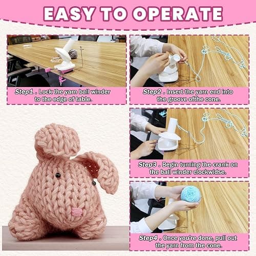 DASBET Yarn Winder Wool Winder Swift Wool Ball Spinner for Crocheting Needlecraft Yarn Ball Spinner Hand Operated (Pink) thumbnail 5