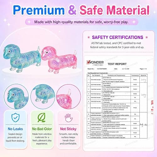 YIYUTOY 2Pcs Dachshund Squishy, Sensory Fidget Toys for Stress Relief | Weiner Dog Squishy for Kid and Adult, Soft Slow Rising Sausage Dog Squeeze Toy, Classroom Prizes Party Favors Gift(Blue+Pink) thumbnail 3