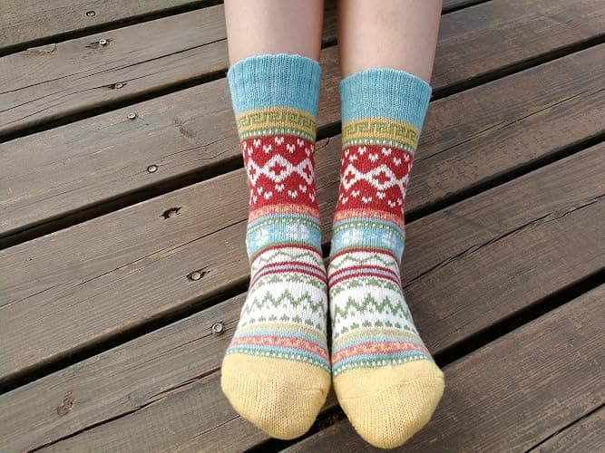 YZKKE 5Pack Womens Vintage Winter Soft Warm Thick Cold Knit Wool Crew Socks, Multicolor, free size thumbnail 6