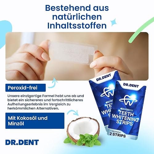 DRDENT Professional Zahnaufhellungsstreifen 21 Anwendungen - Zahnschmelz-sicher - Ohne Schmerzempfindlichkeit - Professionelle Zahnbleaching Strips - 42 Streifen + Mundöffner Inklusive thumbnail 4