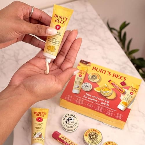 Burt's Bees Gifts Ideas, Tips and Toes Kit, 6 Travel Size Products - Pomegranate Moisturizing Lip Balm, 2 Hand Creams, Foot Cream, Cuticle Cream, and Hand Salve thumbnail 9