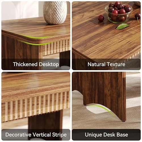 LITTLE TREE 55" Dining Table with 2 Benches, Dining Table Set for 4-6 People, Farmhouse Kitchen Table with Bench, Dining Room Table Set thumbnail 7