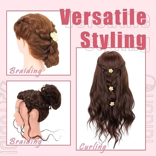 Mannequin Head Human Hair 26"-28" Female 80% Human Hair Mannequin Head Hair Styling Cosmetology Manikin Head Doll Head for Hairdresser with Free Clamp Holder and Tools - 80% - Blonde thumbnail 6