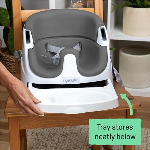 Ingenuity Baby Base 2-in-1 Booster Feeding and Floor Seat with Self-Storing Tray - Slate thumbnail 7