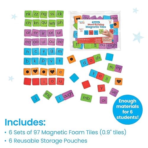 hand2mind Phonics Word-Building Magnetic Letter Tiles, Letter Recognition for Kindergarten, Letter Sounds, Phonics Manipulatives, Phonemic Awareness, Science of Reading Classroom Materials (Set of 6) thumbnail 2
