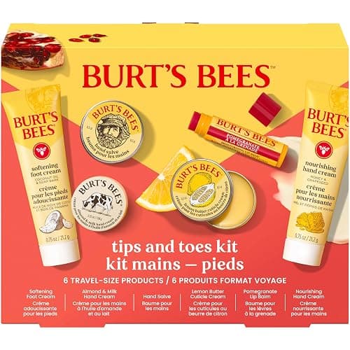 Burt's Bees Gifts Ideas, Tips and Toes Kit, 6 Travel Size Products - Pomegranate Moisturizing Lip Balm, 2 Hand Creams, Foot Cream, Cuticle Cream, and Hand Salve thumbnail 14
