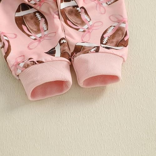Toddler Baby Girls Football Outfit Funny Rugby Bow Print Sweatshirt Top Pants Set 2Pcs Fall Sport Pullover Clothes thumbnail 9