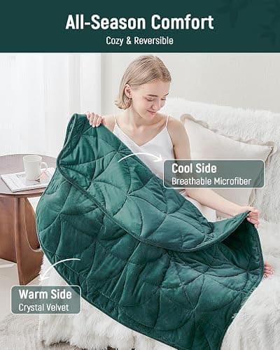 Weighted Lap Blanket 7 lbs for Adults, Luxury Soft Small Weighted Blanket, Compact Portable Weighted Lap Pad for Relaxation, Sleeping, Travel, All-Season Use, Forest Green, 40" x 52" thumbnail 3
