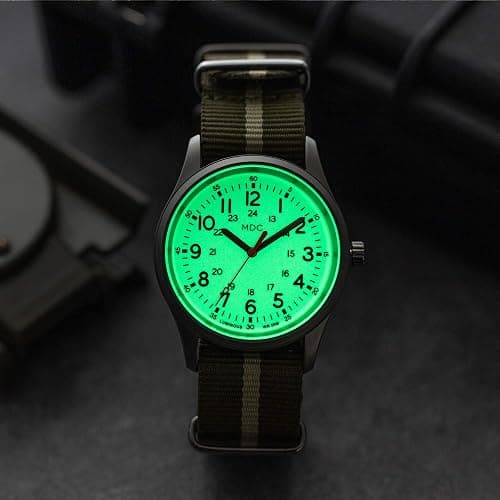 Infantry MDC Glow in The Dark Watches for Men, 12/24 Hour Military Time Watch Waterproof, Field Outdoor Sport Mens Wristwatch with Slip-Thru Nylon Band thumbnail 2