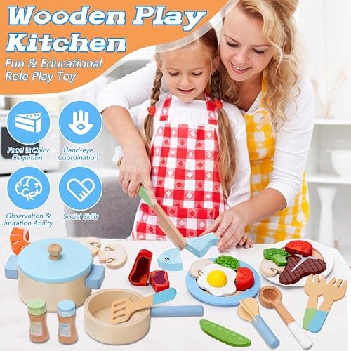 Cucina Giocattolo per Bambini 27 Pezzi, Accessori Cucina Bambini, Pentole e Padelle Giocattolo, Taglio di Cibo e Verdure Chef, Gioco di Ruolo Set per Ragazze e Ragazzi, Giochi Montessori 3 4 5 6 Anni thumbnail 3