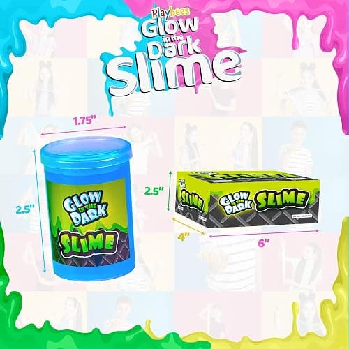 Playbees Glow in The Dark Slime – 6 Pack Neon Party Favors for Kids, Sensory Toy for Boys & Girls Ages 5+, Non-Toxic, Stretchy, Gooey Fun – Birthday, Halloween, Classroom & Treat Bags thumbnail 2