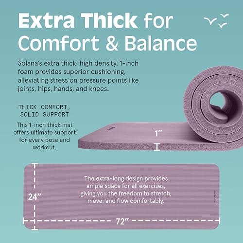 Retrospec Solana Yoga Mat 1" Thick w/Nylon Strap for Men & Women - Non Slip Exercise Mat for Home Yoga, Pilates, Stretching, Floor & Fitness Workouts thumbnail 3