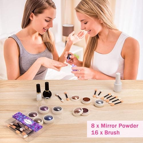 MELLIEX 8 Döschen Metallic Glitzerpuder, Nail Art Chrome Pigment Pulver Spiegel Effekt Nagelpuder für Nägel Dekoration thumbnail 7