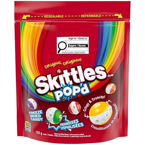 SKITTLES POP’D Original Freeze-Dried Candy, Crunchy Fruity Candy Snack for Sharing, Movie Nights & Parties, 155g - Image 1
