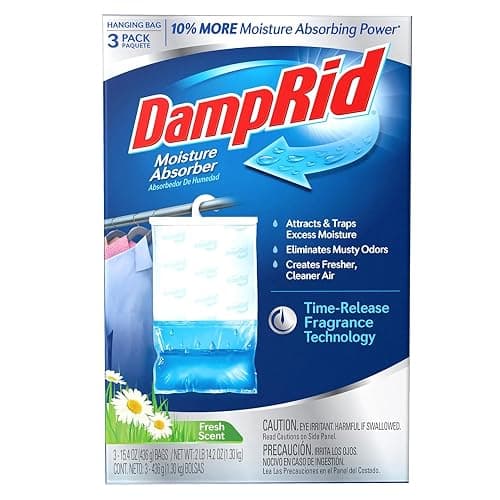 DampRid Fresh Scent Hanging Bag Moisture Absorber, 15.4 oz (3 Pack) – Eliminates Musty Odors, Traps Moisture, Creates Fresher Air – Ideal for Laundry Rooms, Closets, Garages & More - Image 1