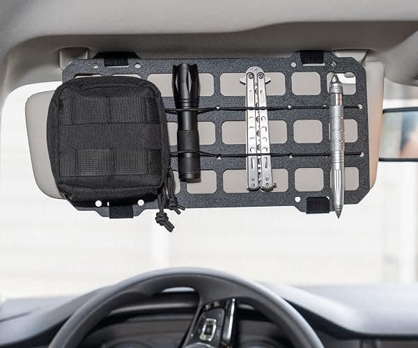 TACNEX Vehicle Rigid MOLLE Panel for Car Visor Organizer EDC Pouch Tool Holster Bag Holder Tactical Gear Rack Truck Equipment Mount Plate Modular Storage Shelf Auto Interior Accessories thumbnail 2