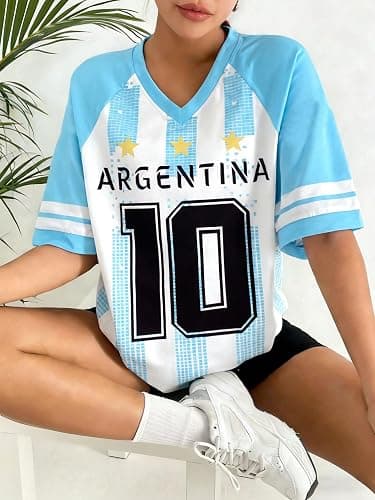 Soccer Jersey Shirts Women Soccer Cup 2026 Argentina Brazil Soccer Jersey Oversized Soccer Mom Tshirts Y2k Fans Tee Tops thumbnail 5