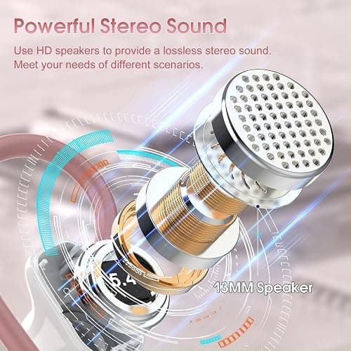 Wireless Earbuds, 50H Bluetooth 5.4 Headphones Sport, Bluetooth Earbuds with ENC Noise Canceling, HiFi Stereo Sound Wireless Earphones with Earhooks, IP7 Waterproof Ear Buds, Rose thumbnail 3