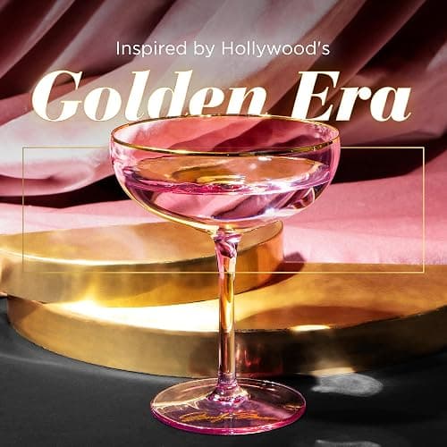 Dragon Glassware x Marilyn Monroe Pink Drinkware Set of 4 - Includes Wine, Martini, Whiskey & Drinking Glasses - Marilyn Monroe Gifts for Women - Pink Glassware Set thumbnail 5