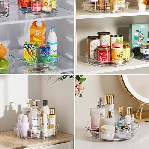 LAMU 3 Pack Lazy Susan Organizer Turntable for Cabinet, Rotating Condiment Organizer for Kitchen Pantry Organizers and Storage, Table Top, Fridge, Countertop, Spice Organization, 9.25'' 10.6'' 12'' thumbnail 6