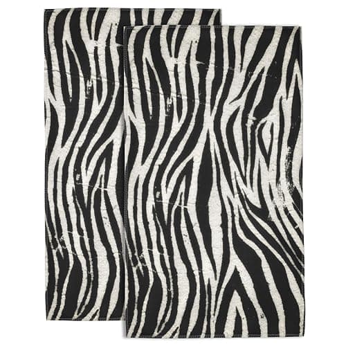 Wotinsi Hand Towels Set of 2 Vintage Black Zebra Hand Towels for Bathroom Soft Absorbent Decorative Hand Bath Towels Dish Towels for Kitchen Sports Gym Yoga Home Decor 14 x 28 in - Image 1
