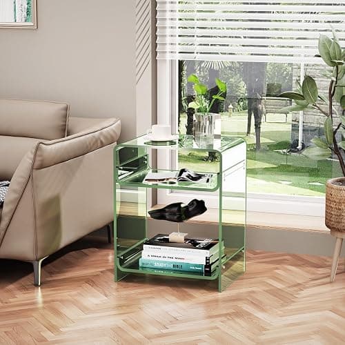 solaround Table d'appoint en Acrylique Transparent, pour Salon, Chambre, Table de Chevet, 40 x 30 x 50 cm (Vert) thumbnail 6