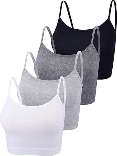 Boao 4 Pack Women's Cropped Tank Tops, Cotton Spaghetti Strap Crop Top Basic Sports Crop Cami Half Camisoles for Teen Girls - Image 1