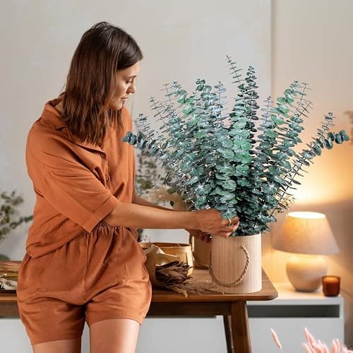 Eslibin 21 Pcs Real Dried Eucalyptus Stems, 17" Natural Fresh Eucalyptus Branches for Shower, Greenery Leaves for Vase Filler, Fragrance, Fresh Silk Dry Live Plants Decor thumbnail 4