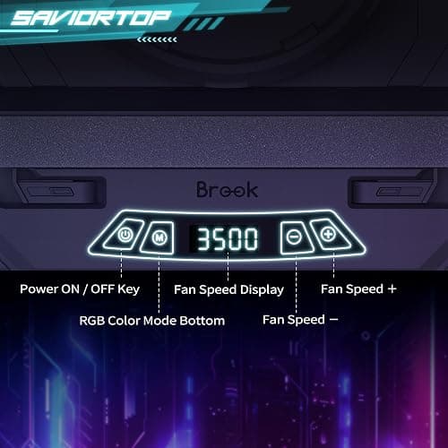 Brook Saviortop Gaming Laptop Cooler, IC Core Cooling Pad with Advanced Turbo Fan, Fast Cooling for Laptops 10-19in, Adjustable Speed, Touch Control, USB-C & USB-A Ports, Compact & Portable Design thumbnail 8
