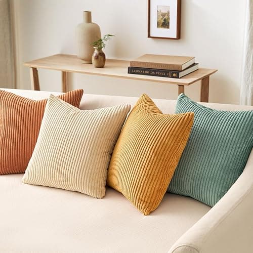 Topfinel Decorative Throw Pillow Covers Cushion Cases, Set of 4 Soft Velvet Modern Double-Sided Designs, Mix and Match for Boho Farmhouse Fall Home Decor (18x18 inch, Orange/Teal) thumbnail 2