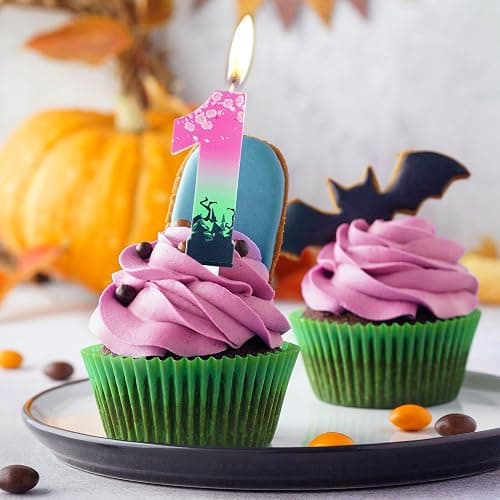 iNINGER Pink Number 9 Birthday Candles,9th Witch Party Decorations 9th Birthday Supplies Witch Theme Cake Topper,Fluorescent Green Candles for Baby Shower Party Decorations thumbnail 5