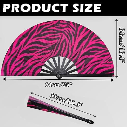 Pecfamly Big Large Hand Handheld Folding Fans for Line Dancing 2 Pack, Pink Trashy Y2k Mcbling Party Decorations Stuff Things for Girls Women thumbnail 3