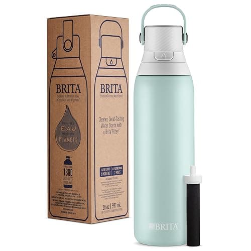 Brita Stainless Steel Premium Filtering Water Bottle, BPA-Free, Reusable, Insulated, Replaces 300 Plastic Water Bottles, Filter Lasts 2 Months or 40 Gallons, Includes 1 Filter, Glacier - 20 oz thumbnail 10