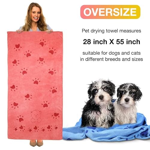 Chumia 8 Pcs 55 x 28 Inches Dog Towels Absorbent Microfiber Bath Drying Towels for Small Medium Large Pets Cat Puppy Shower Cleaning Accessories(8 Colors) thumbnail 2