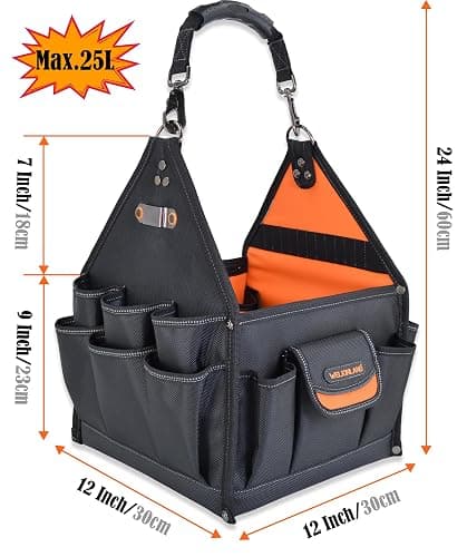 WELKINLAND 40-Pockets HVAC Tool Tote, 25L Open Top Electrician Tool Bag | Heavy-Duty Tool Bag HVAC,Easy-Access Technician Tool Bags,Stand-Up Tools Bag For Plumbers,Comfy Tools Bag With Shoulder Strap thumbnail 3