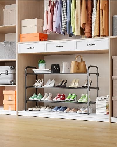 Kitsure Extra-Long Shoe Rack for Closet, Shoe Organizer for Front Door Entrance, Stackable Shoe Shelf, Detachable Closet Organizers and Storage, 39.0" Wide - 3 Tier, Black thumbnail 4