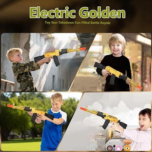 BYTEWAR Electric Golden AK-47 Realistic Soft Bullets Toy Gun,Foam Blasters Toys with 40 Foam Darts & 2 Magazines,Automatic Sniper Rifle for Kids Ages 6+ Years Old,Christmas Birthday Gift for Boys thumbnail 5