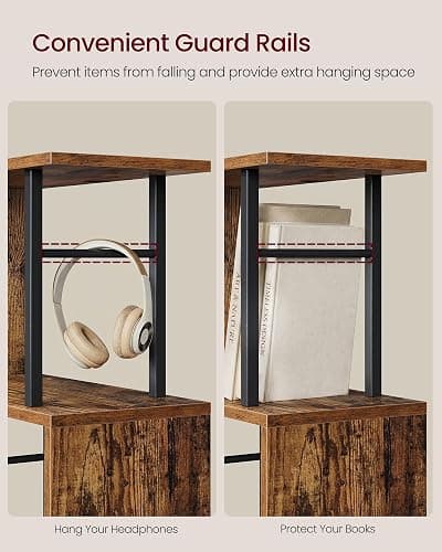 VASAGLE 6-Tier Bookshelf, S-Shaped Wood and Metal Bookcase, Tall Narrow Display Shelf, 15 x 9.4 x 61.9 in, for Living Room Storage, Rustic Brown and Matte Black, Barnet Collection ULLS172KD01 thumbnail 5