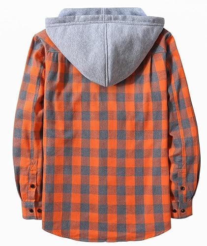 SCODI Mens Flannel Hoodie Shirt Casual Button Down Plaid Jacket Shirts Stylish Long Sleeve Shirts with Pocket thumbnail 3
